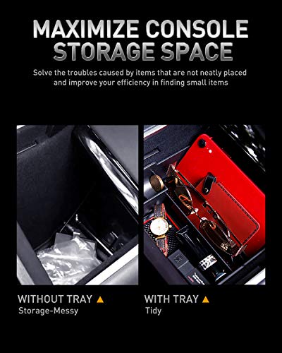 LESAUCE Center Console Organizer Tray for 2017 2018 2019 Tesla Model 3 Accessories with Coin and Sunglass Holder Armrest Storage Box