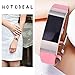 Mornex Replacement Leather Band Compatible with Fitbit Charge 2, Classic Genuine Leather Wristband for Men Women(Pink-Silver Buckle)