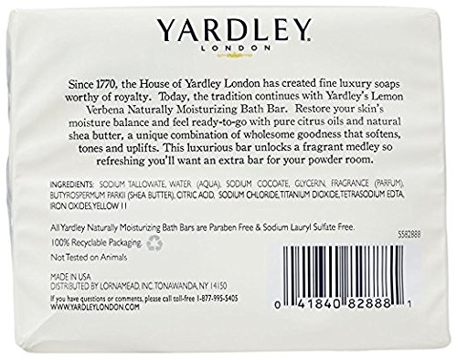Yardley London Lemon Verbena With Shea Butter & Pure Citrus Oil Moisturizing Bar 4.25 ozr (Pack of 2), Black, 4.25 g (Pack of 2) - Image 5