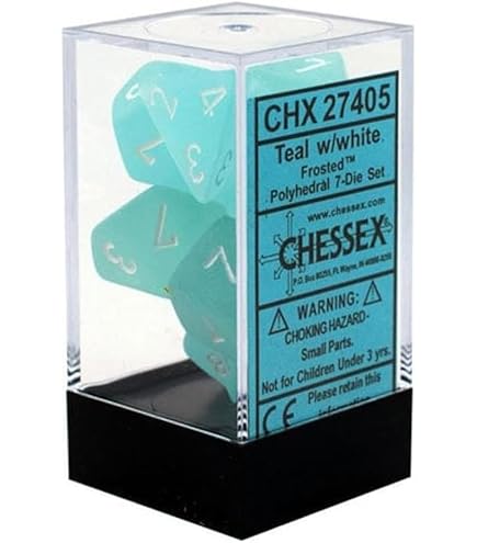 D&d Dice Chessex Frosted Caribbean Blue Polyhedral 7 Dice Set