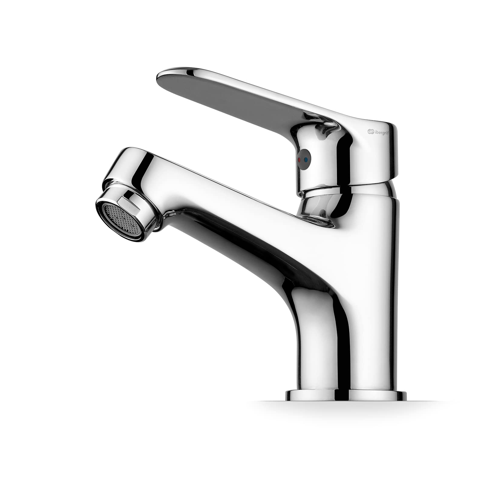 Ibergrif Basin Mixer Tap for Bathroom - Single Lever Sink Faucet, Hot & Cold Water Control, Chrome, M11059