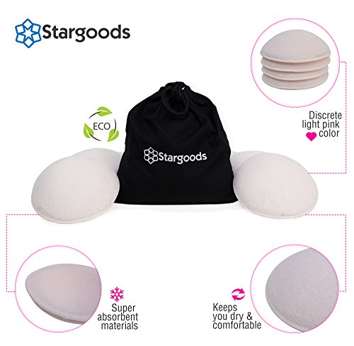 Reusable Nursing Pads for Breastfeeding, Washable Soft Cloth Organic Breast Pads, Pack of 8