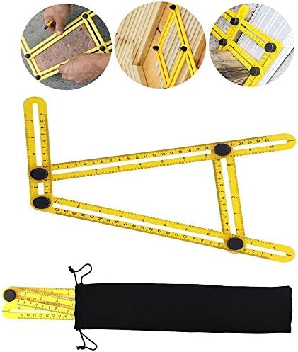 Multi Angle Measuring Tool Folding Ruler, Universal Angularizer Easy Angle Ruler with Bolts and Nuts,Flooring Tile Template Tool Gifts for Men, Handymen, Builders, Craftsmen, DIY-ers