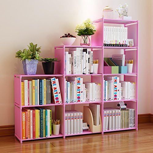 Hosmat 9-Cube DIY Children's Bookcase 30 inch Adjustable Bookshelf Organizer Shelves Unit, Folding Storage Shelves Unit