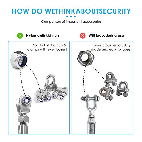 SEAAN 80ft 6mm Diameter Heavy Duty Compound Galvanized Steels Cable Zip
