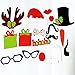 Cxy Photo Booth Props DIY Kit for Kids When Christmas Party, Various Colors of Mustache, Glasses Frames, Hat, Lips, Reindeer, Pipe, Ties, Carrot, Gift and Santa Claus Frame(Pack of 17)
