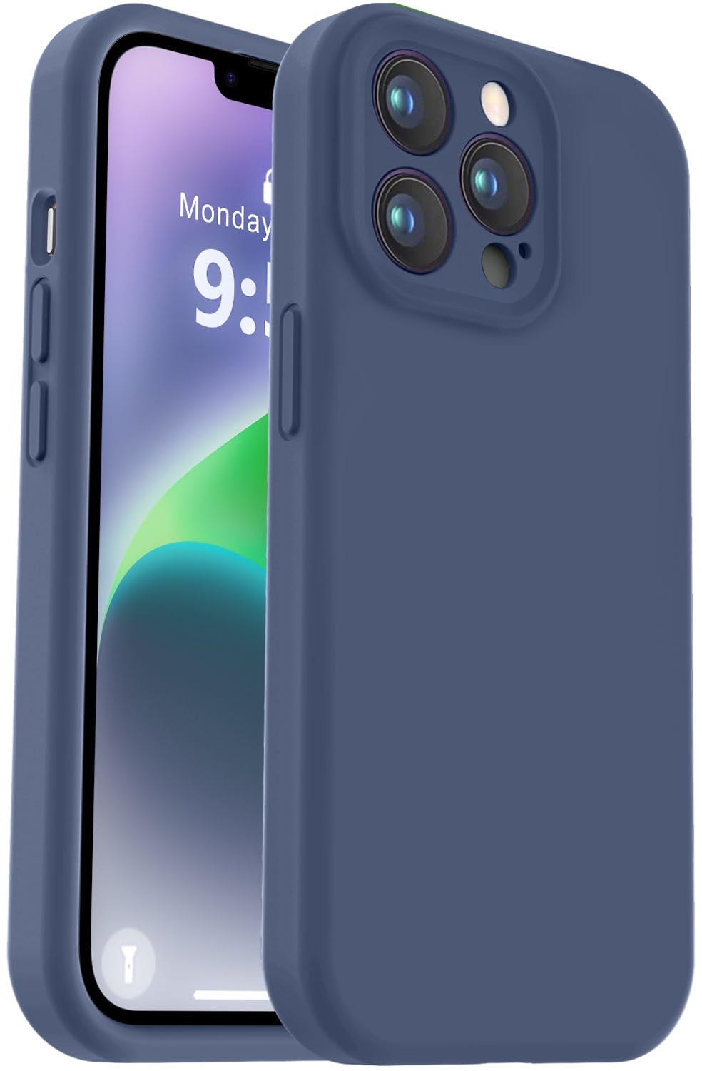 Photo 1 of Vooii Compatible with iPhone 13 Pro Case, Liquid Silicone Upgrade [Camera Protection] [Soft Anti-Scratch Microfiber Lining] Shockproof Phone Case for iPhone 13 Pro 6.1 inch - Navy Blue