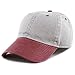 The Hat Depot 100% Cotton Pigment Dyed Low Profile Dad Hat Six Panel Cap (2. Gray/Burgundy)