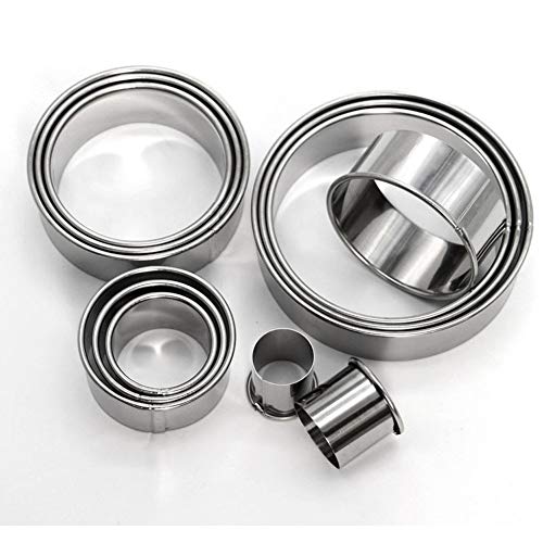 Seacity Round Cookie Biscuit Cutter Set with 12 PCS, Cake Molds Pastry Cutters Stainless Steel Baking Metal Circle Fondant Molds Round Cutters For Muffins Crumpets Donuts Scones Mousse