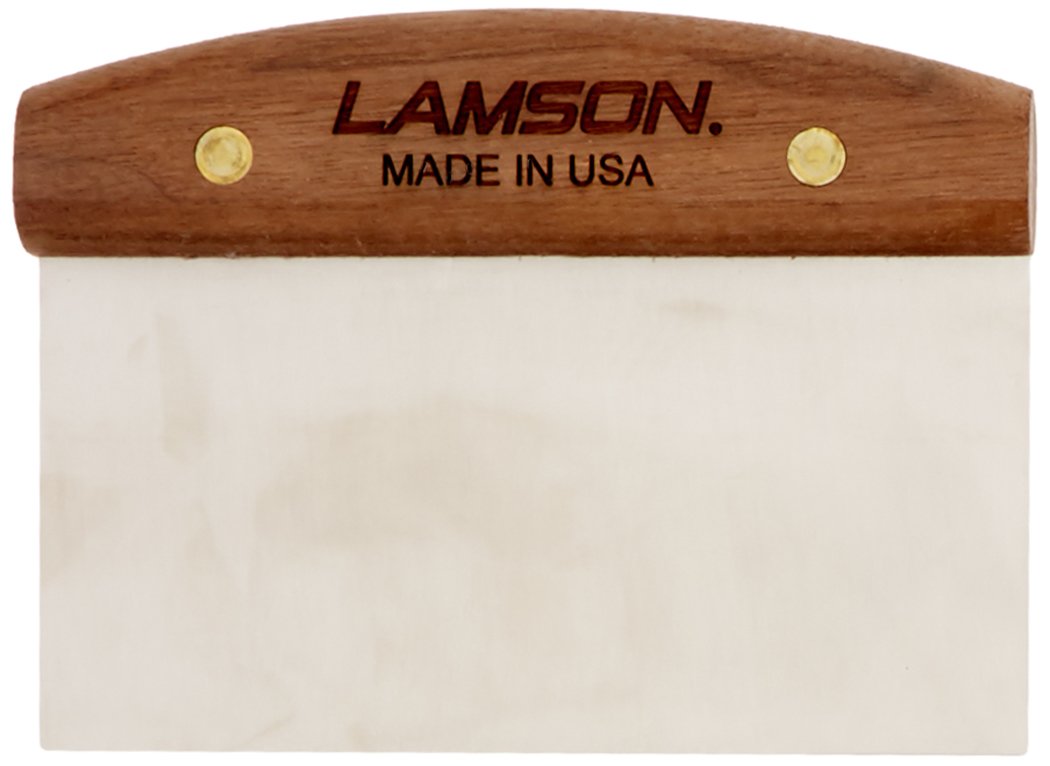 LamsonDough Scraper, 3" x 6" Stainless Steel with Riveted Walnut Handle