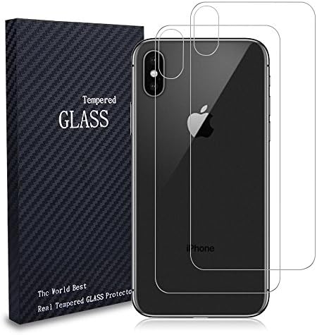 iPhone X Back Screen Protector, JuBlack Anti-Scratch, Anti-Fingerprint, Bubble Free Easy to Install Tempered Glass Screen Protector for Back of Apple iPhone X 2017 (2 Pack)