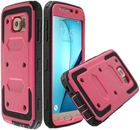 Rugged Tough [Dual Layer] Armor Overlay Case [Shockproof] Protective Hybrid Case Galaxy S7 (Bumper - Pink)