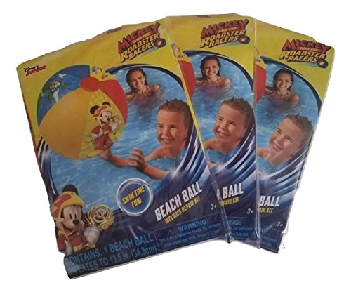 Disney Junior Mickey Mouse Inflatable Beach Balls 3 Pack - Pool Toys For Kids in Summer - Thumbnail 2
