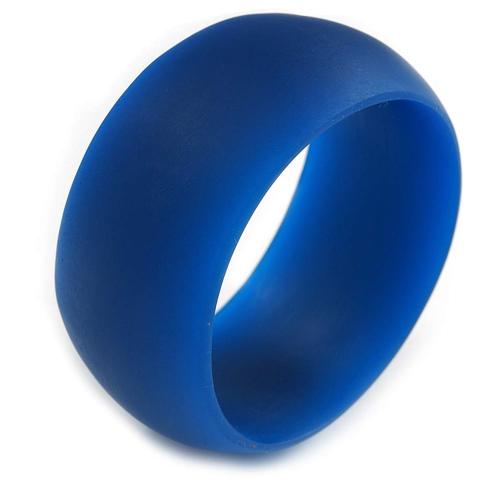 Avalaya Acrylic Bangle Bracelet In Navy Blue Matte Finish - Medium Size
