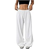 RoseSeek Women's Drawstring Waist Straight Streetwear Long Wide Leg Pants Casual Loose Baggy Workout Long Fall Sweatpants