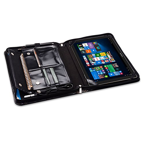 Leather Business Portfolio Professional Organizer A4 Document Folder Notepad Padfolio Case for Galaxy TabPro S 12