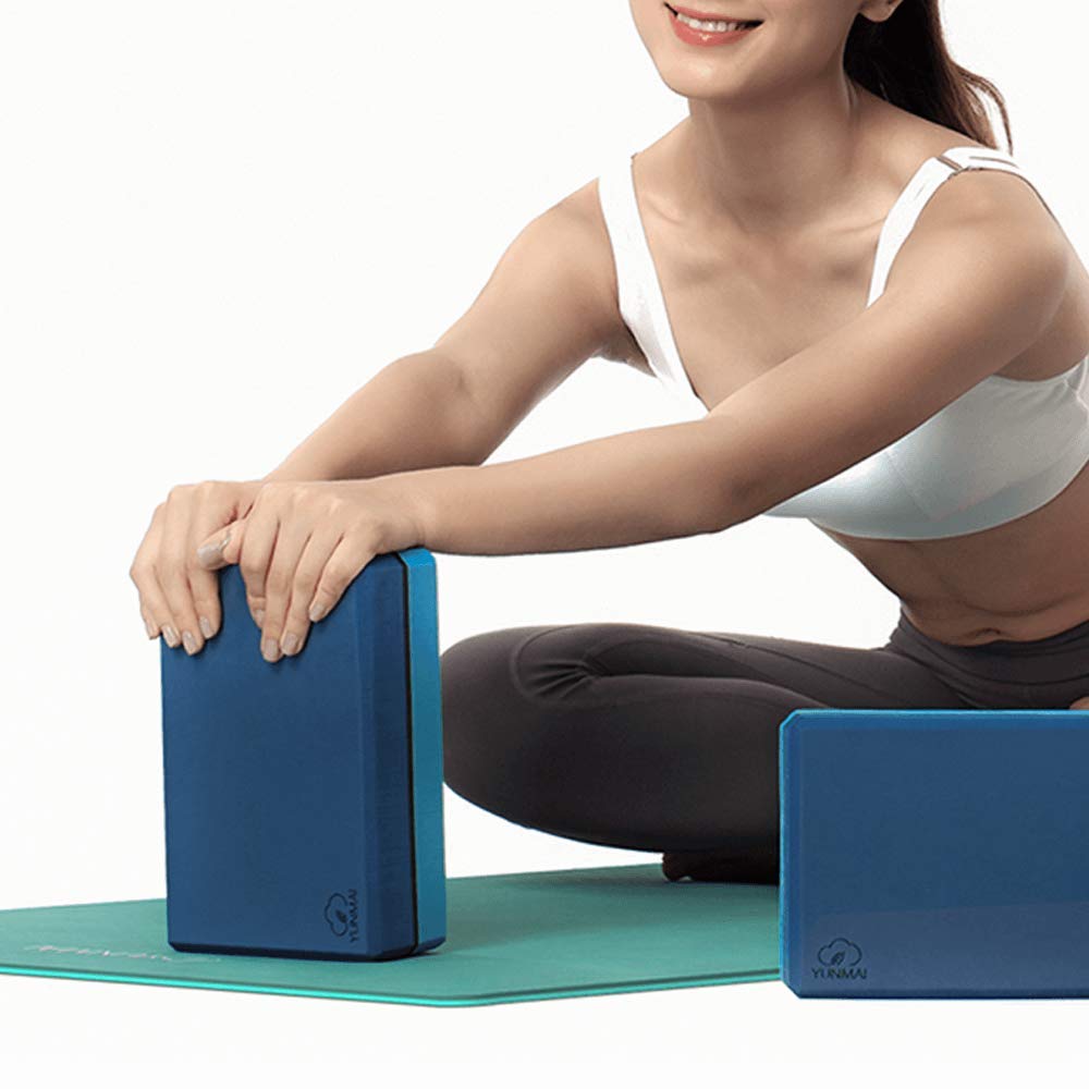 YUNMAI Premium Yoga Block, EVA Eco Material, Yoga Block Foam with dual Color, Yoga Blocks and Bricks Set of 2, Blue