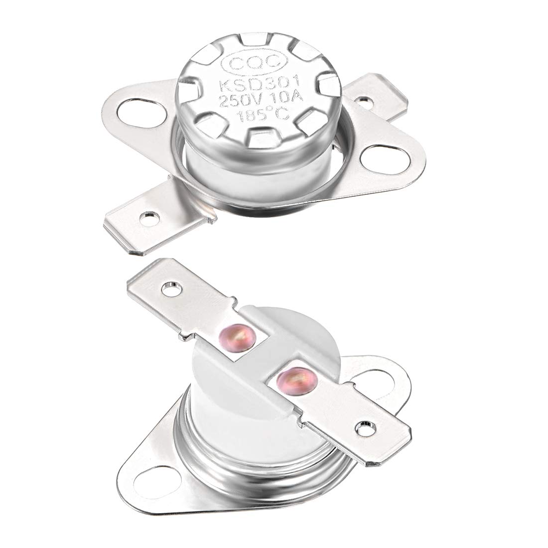 sourcing map KSD301 Thermostat 185°C/365°F 10A Normally Closed N.C Adjust Snap Disc Temperature Switch for Microwave,Oven,Coffee Maker 2pcs