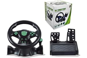 MIWAN TRIBE Racing Steering Wheel with Pedals and Shifters, Vibration Controller for 360, PS3, PS2, PC, 180 Degree Rotation V