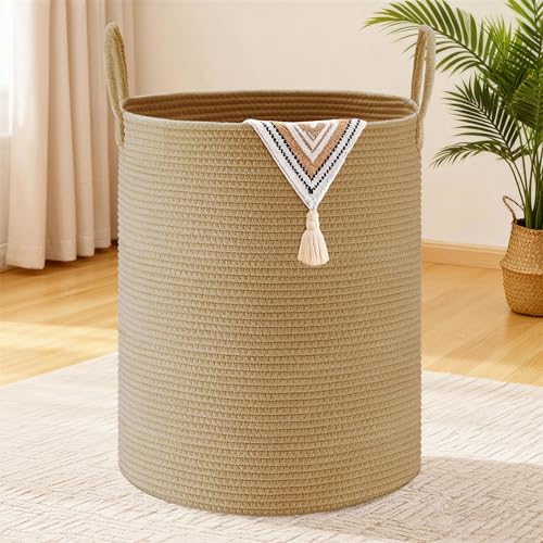 MYHOMMATTO 100L Wäschekorb Groß Geflochten mit Henkel Rund, Jute