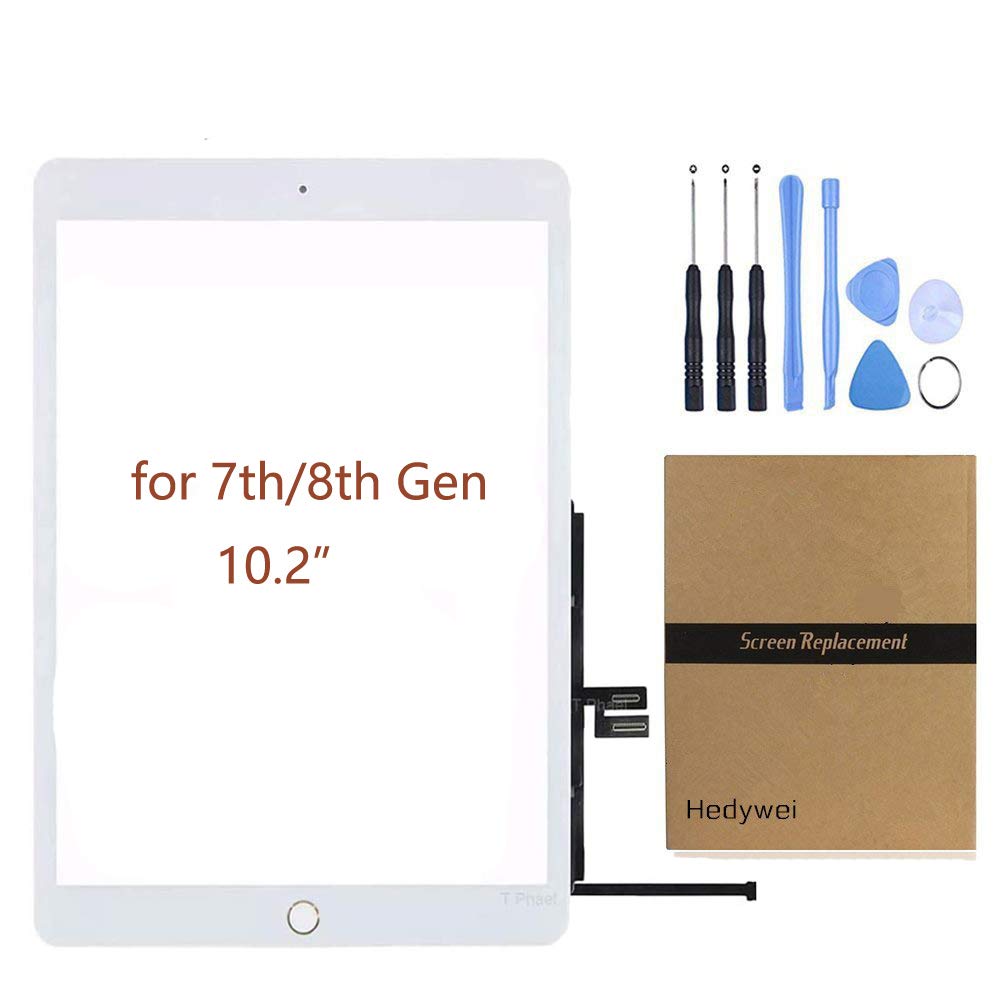 Hedywei Replacement Touch Screen for iPad 7 Gen A2197 A2198 A2200 (2019 10.2 inch) Touch Screen Digitizer with Tool Kit