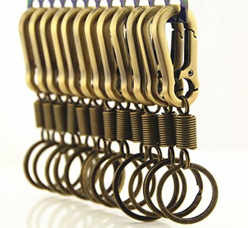 SZHOWORLD Retro Bronze Strong Carabiner Simple Keychain Key Chain Ring Keyring Durable Key Holder (Pack of 12)