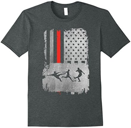 Mens American Flag Soccer T-shirt USA National Team American Tee Small Dark Heather