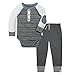 Burt's Bees Baby Baby Boys' Long Sleeve Organic Bodysuit & Cuff Pant, Heather Grey, 18 Months