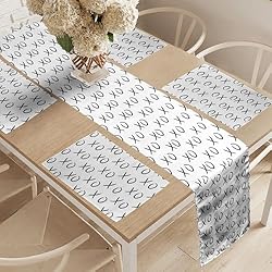 Ambesonne Xo Table Runner & Placemats, Hugs and