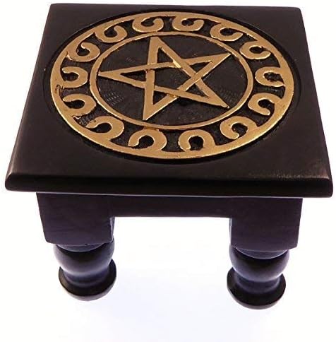 Small black pentagram ritual altar table pagan wiccan gift 6" (15cm) by 6"