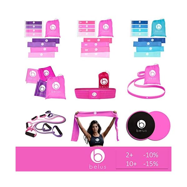 Belus Premium Resistance Bands Set for Women with Carry Bag. Female Fitness and Workout Equipment. 4 Resistance Band Set…