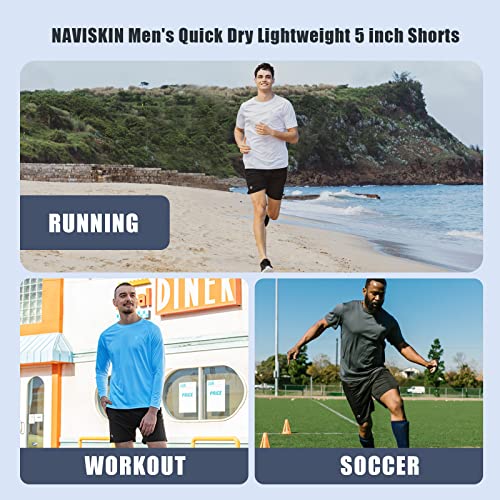 NAVISKIN Men's 5 inch Running Shorts Lightweight Quick Dry Workout