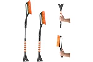 Humview Retractable Car Snow Brush and Detachable Ice Scraper with Ergonomic Foam Grip Snow Brush for car, Trucks, SUV