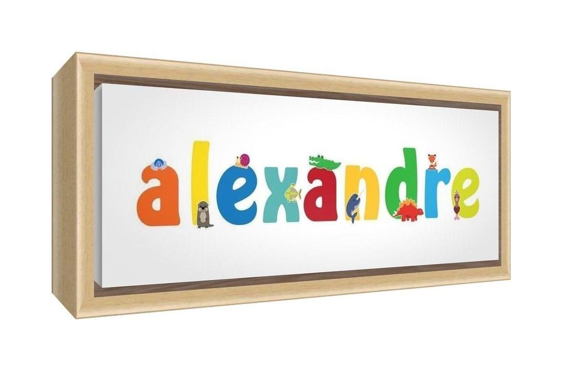 Little Helper Canvas with Colour Example Solid Wood Frame with Boy Alexander Name 25 x 63 x 3 cm, Medium
