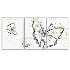 NWT 3 Piece Canvas Wall Art Abstract Ink...