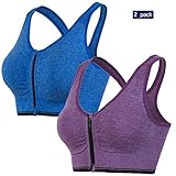 my case diy store Women's Zip Front Sports Bra Wireless Post-Surgery Bra Active Yoga Sports Bras