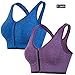 my case diy store Women's Zip Front Sports Bra Wireless Post-Surgery Bra Active Yoga Sports Bras