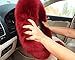 Auto Car Steering Wheel Covers with Soft Fluffy Plush Australian Wool Handbrake Cover & Gear Shift Cover 3pcs in 1 Set (Red Wine Color)