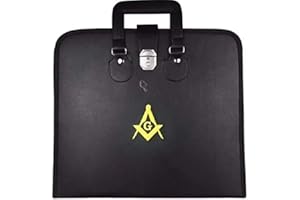 Masonic Regalia Master Mason MM/WM Apron Case golden Bullion embroidered (15 X 17 INCH), Gold,bullion