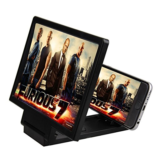 Buwico&reg; 7.8 Inch Large Tablet and Phone Screen Magnifier 3 D Movie Amplifier Adjustable Bracket Enlarge Stand for Iphone6 6s 6plus 5s Samsung Galaxy Note5 4 3 S6 S5 Ipad Ipod Tablet (Black)