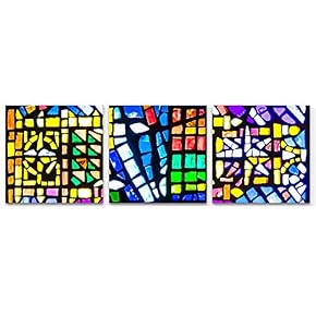 3 Panel Stained Glass Pictures Home Wall for...