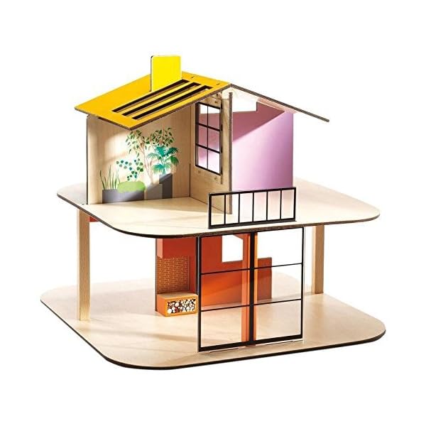 Djeco DJ07803 Puppenhaus – Haus Farbe – leer, Multicolour, 40 x 40 x 36,5 cm