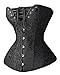 SHAPERX Women's Corset Top Lace Up Boned Sexy Halloween Costume Plus Size Overbust Steampunk with G-String, SZ1854-Black-M