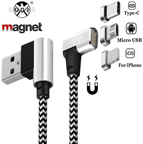 Type C Micro USB C Magnetic Cables Charge Double 90° Right Angle 3ft/6.6ft 3 in 1 High Speed Data Sync Nylon Braided Cord Data Transfer for Huawei Android Apple Samsung IOS phone Xr Xs X 8 7 6 Plus 5S