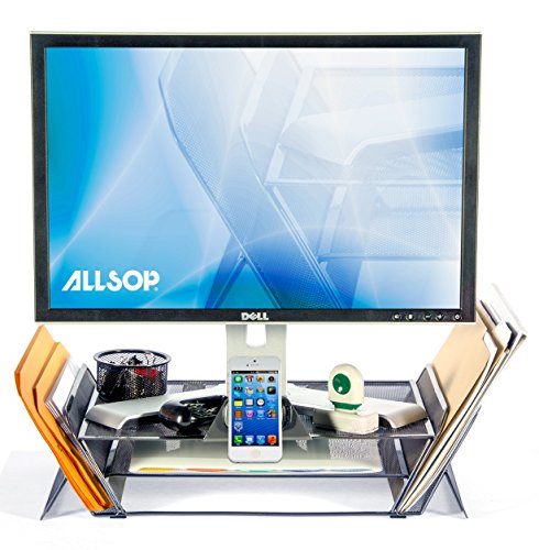 image for Allsop DeskTek Series Monitor Stand with Shelf/File Storage and Clingo