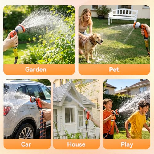 Yofidra Hose Pipe 50FT, Expandable Garden Hose with 10 Function Spray Nozzle, 3/4" & 1/2" Quick Connectors, Flexible Water Hose No-Kink, Lightweight Hosepipe for Garden, Car Washing Outdoor Cleaning