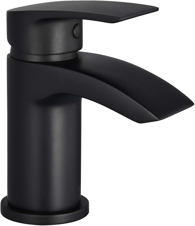 Hapilife Black Basin Taps Waterfall Round Bathroom Sink Taps Mixers