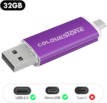 OTGMemoria USB 2.0, Colourstone 32GB Pendrive del Puerto Dual ...