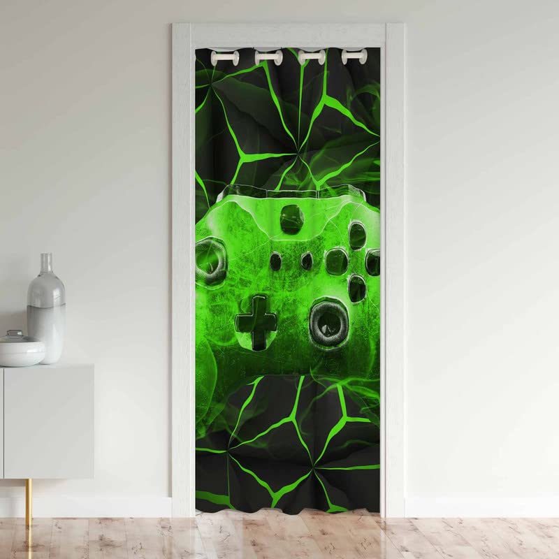 Loussiesd Gaming Door Curtains for Doorway Privacy 80 Inch Length 30%-50% Blackout Insulated Thermal Room Divider Cover Gamer Decorative Closet Curtain for Bedroom Living Hallway 1 Panel 86x203cm
