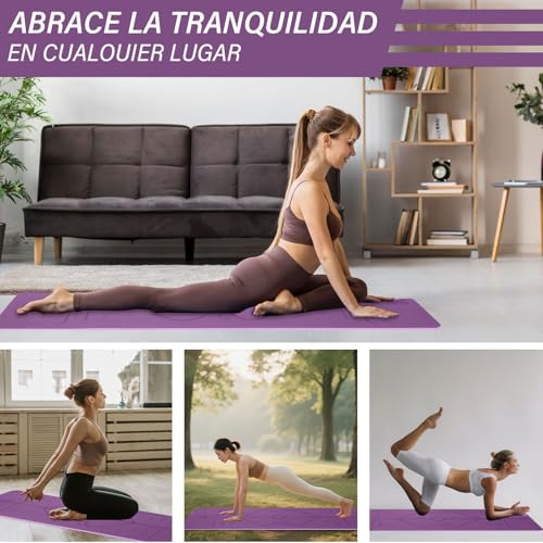 GALASALA Tapete para Ejercicio Antideslizante, Tapete Yoga Grueso de 6mm de PET, Tapete de Yoga de TPE Dos Colores, Yoga Mat Adecuada para Yoga, Pilates, Meditación, Ejercicio, 183x61x0.6cm